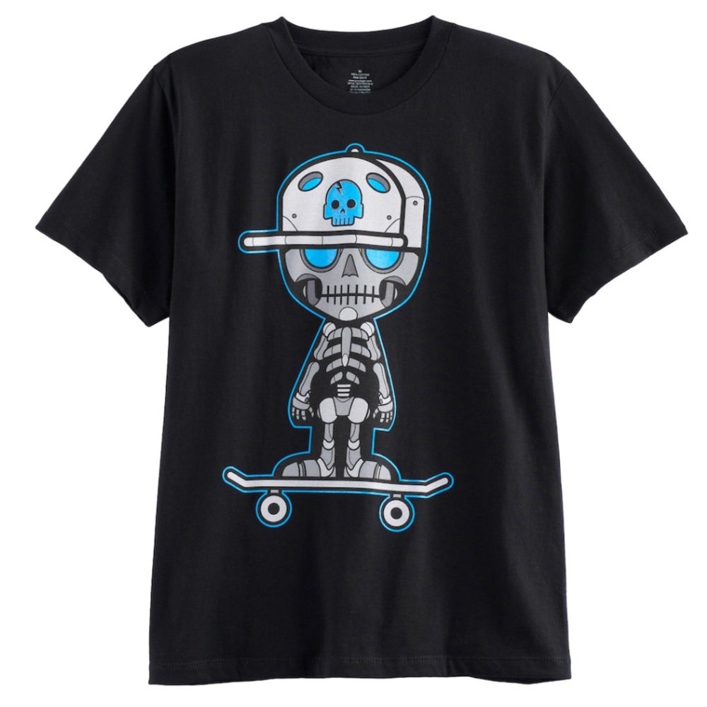 Grow In Dark Skully Tee Size Large Black K1